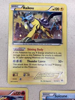 Pokemon Card Lot of 3: LP-MP Raikou, Entei, Suicune Cosmo Holo Blister Exclusive - Image 2