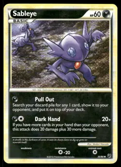 Pokemon Cards Sableye 35/90 HGSS Undaunted Uncommon LP - Image 1