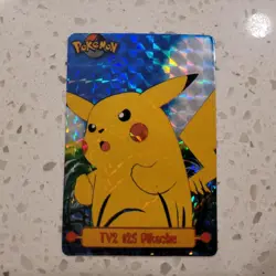 Pikachu TV2 #25 Vintage Topps Vending Prism Holo Foil Sticker Card NM/MINT - Image 1