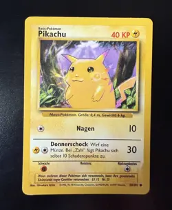 Pikachu Base Set GERMAN Regular Unlimited Card Pokemon TCG Vintage LP - Image 1