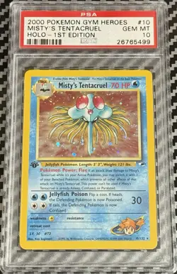 Pokemon 1st Edition Gym Heroes #10 Misty's Tentacruel Holo PSA 10 Card GEM MINT! - Image 1