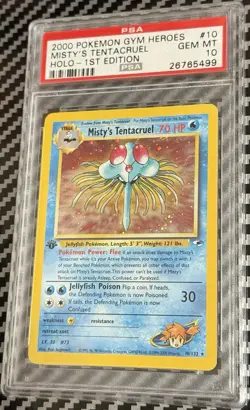Pokemon 1st Edition Gym Heroes #10 Misty's Tentacruel Holo PSA 10 Card GEM MINT! - Image 3