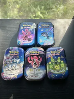 Pokemon Paldean Fates Mini Tin Full Art Set EMPTY – No Packs or Cards - Image 1
