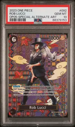 2023 OP05 ROB LUCCI SP OP03-092 SR ONE PIECE ALT ART PSA 10 - Image 1