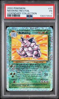 2002 POKEMON LEGENDARY COLLECTION #31 NIDOKING-REVERSE FOIL PSA 1 - Image 1