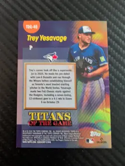 2026 Topps Series 2 Titans Of The Game Green /99 Trey Yesavage RC #TOG-40 - Image 2