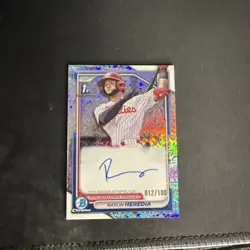 2024 Bowman Chrome Raylin Heredia Mini Diamond Refractor Auto /100 Phillies - Image 1