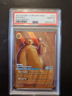 Disney Lorcana TCG Enchanted Card Baymax Azurite Sea 218/204 PSA 10 Gem Mint - Image 1