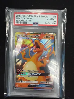 2019 Pokemon Sun & Moon Hidden Fates CHARIZARD GX Holo Rare 9/68 PSA 10 - Image 1