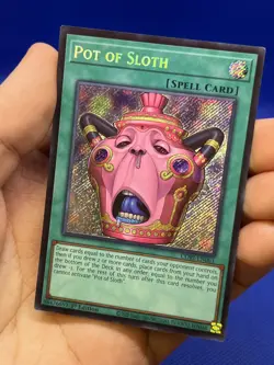 YuGiOh Chaos Origins 1st Edition Pot of Sloth CORI-EN061 Secret Rare NM - Image 2