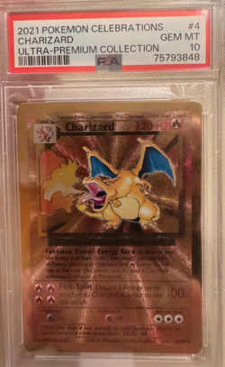 PSA 10 Gem Mint Pokemon Celebrations UPC CHARIZARD Gold Metal Card Promo #4/102 - Image 1