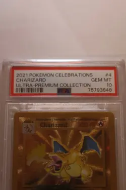 PSA 10 Gem Mint Pokemon Celebrations UPC CHARIZARD Gold Metal Card Promo #4/102 - Image 2