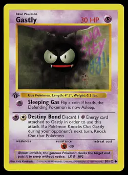 Pokemon Card - Gastly Base Set (Shadowless) 50/102 Common 1st Edition - Image 1
