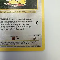 1999 1st Edition Pokemon Pidgey 57/102 Base Set Shadowless Card - Image 5