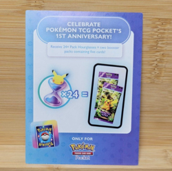 Pokemon TCG Pocket 1st Anniversary 24 Hourglass Code Card (New & Unscratched) - Image 1