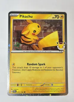The Pokemon Company Pikachu Promo Holo 70 HP Basic Misc Cards 051/162 English - Image 1