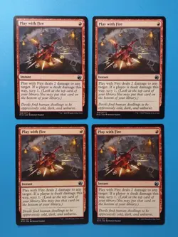 MTG 4x Play With Fire x4 NM Innistrad Midnight Hunt Magic Playset - Image 1