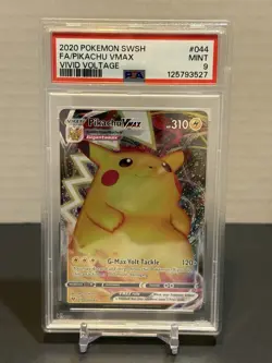 2020 Pokemon SWSH Vivid Voltage #044 FA/Pikachu VMAX PSA 9 - Image 1