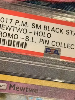 Pokemon Mewtwo Holo Black Star Promo #SM77 Pin Collection 2017 PSA 9 - Image 3