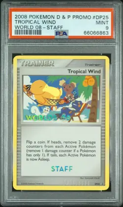 2008 POKEMON DIAMOND & PEARL WORLD 08 PROMO STAFF #DP25 TROPICAL WIND PSA 9 - Image 1