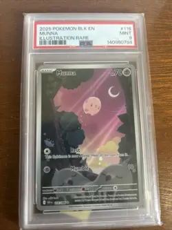 Pokemon TCG Sv: Black Bolt Munna 116/086 Illustration Rare Holo English PSA 9 - Image 1
