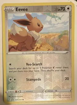 Pokemon TCG Card Eevee 125/203 Evolving Skies Reverse Holo Rayquaza Cameo LP - Image 1