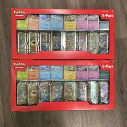 2 Pokemon TCG Prismatic Evolutions Costco 8 Mini-Tin Bundle W/ Promo Cards New - Image 1