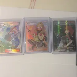 Pokemon TCG Triple Trainer bundleFull Art Holo Lot 3 Mina Brigette Kahili 2017 T - Image 1
