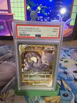 Pokemon 2022 Pokemon GO Mewtwo VSTAR 086/078 Secret Rare Full Art Holo PSA 9 - Image 1