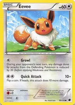 Pokemon Card - Eevee - (89/116 - Plasma Freeze) - Image 1