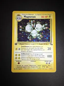Wizards Pokemon TCG Magneton 11/62 Fossil Holo Rare 1st Edition HP80 English - Image 1