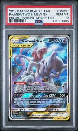 Mewtwo & Mew GX SM191 Full Art Black Star Promo PSA 10 GEM MINT 2019 Pokemon - Image 1