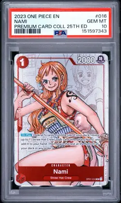 PSA 10 2023 One Piece Nami 25th Anniversary Premium Card Collection #OP01-016 - Image 3