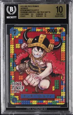 2025 ONE PIECE PROMOS JAPANESE #P-110 MONKEY .D. LUFFY BGS 10 - Image 1
