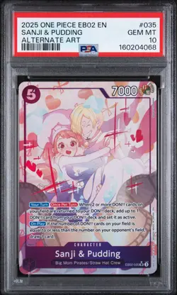Bandai 2025 One Piece CCG Sanji & Pudding Alt Art EB02-035 SR Holo PSA 10 - Image 1
