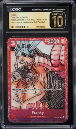 CGC PRISTINE 10 ENGLISH Franky One Piece Red Film Promo Holo OP01-021 Alt Art - Image 1