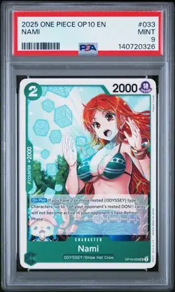 2025 One Piece OP10 EN Nami #033 Uncommon PSA 9 Mint - Image 1