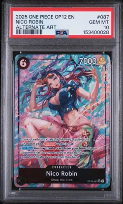 2025 ONE PIECE OP12-LEGACY OF THE MASTER ALTERNATE ART #087 NICO ROBIN PSA 10 - Image 1