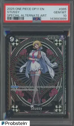 2025 One Piece OP11 EN Stussy Special Alternate Art #085 PSA 10 GEM MINT - Image 1