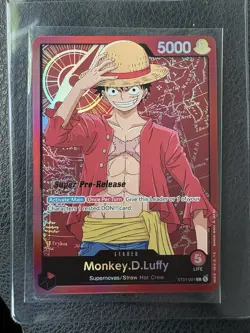 One Piece TCG Monkey D Luffy ST01-001 Super Pre-Release Leader English - Image 1