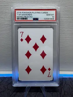 2016 POKEMON PLAYING CARDS MARIO PIKACHU LUCKY 7 OF DIAMONDS PSA 10 - Image 2