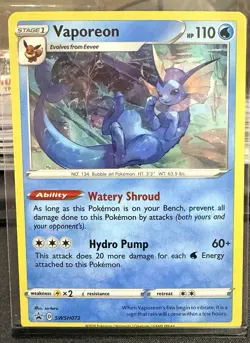 Vaporeon Promo SWSH: Sword & Shield Promo Cards SWSH072 NM - NM+ - Image 1
