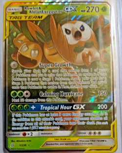 Pokemon Rowlet & Alolan Exeggutor GX 1/236 Sm-Unified Minds Ultra Rare Holo NM - Image 1