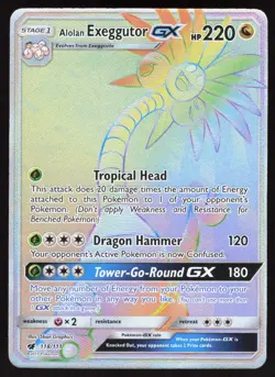 Crimson Invasion Alolan Exeggutor GX 118/111 Rainbow Rare Pokemon Holo NM/M - Image 1