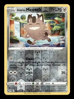 GALARIAN MEOWTH 180/264 REVERSE HOLO COMMON FUSION STRIKE NM/M - Image 1
