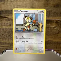 2012 Pokemon Meowth BW35 Black & White Black Star Promo Regular LP - Image 1