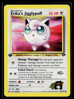 Erika's Jigglypuff 69/132 Gym Challenge 1st Edition Common Lightly Played - Image 1