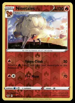 Ninetales 023 NEAR MINT Sword & Shield 202 Pokemon Reverse Holo - Image 2
