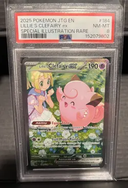 2025 pokemon jtg en-journey together Lillie’s Clefairy Ex SIR 184 Nm-MT PSA 8 - Image 1