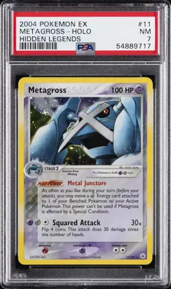 2004 POKEMON EX HIDDEN LEGENDS #11 METAGROSS-HOLO PSA 7 - Image 1